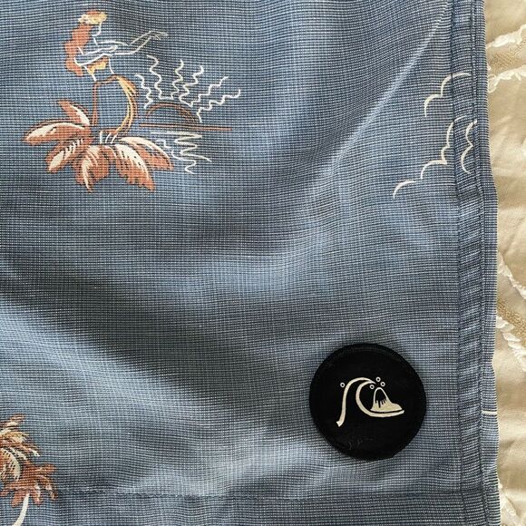 Quiksilver Blue Board Shorts with Tropical Print - Picture 3 of 7
